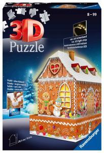 3D Puzzle Lebkuchenhaus bei Nacht, aus 216 Puzzle- sowie 41 Zubehörteilen Ravensburger